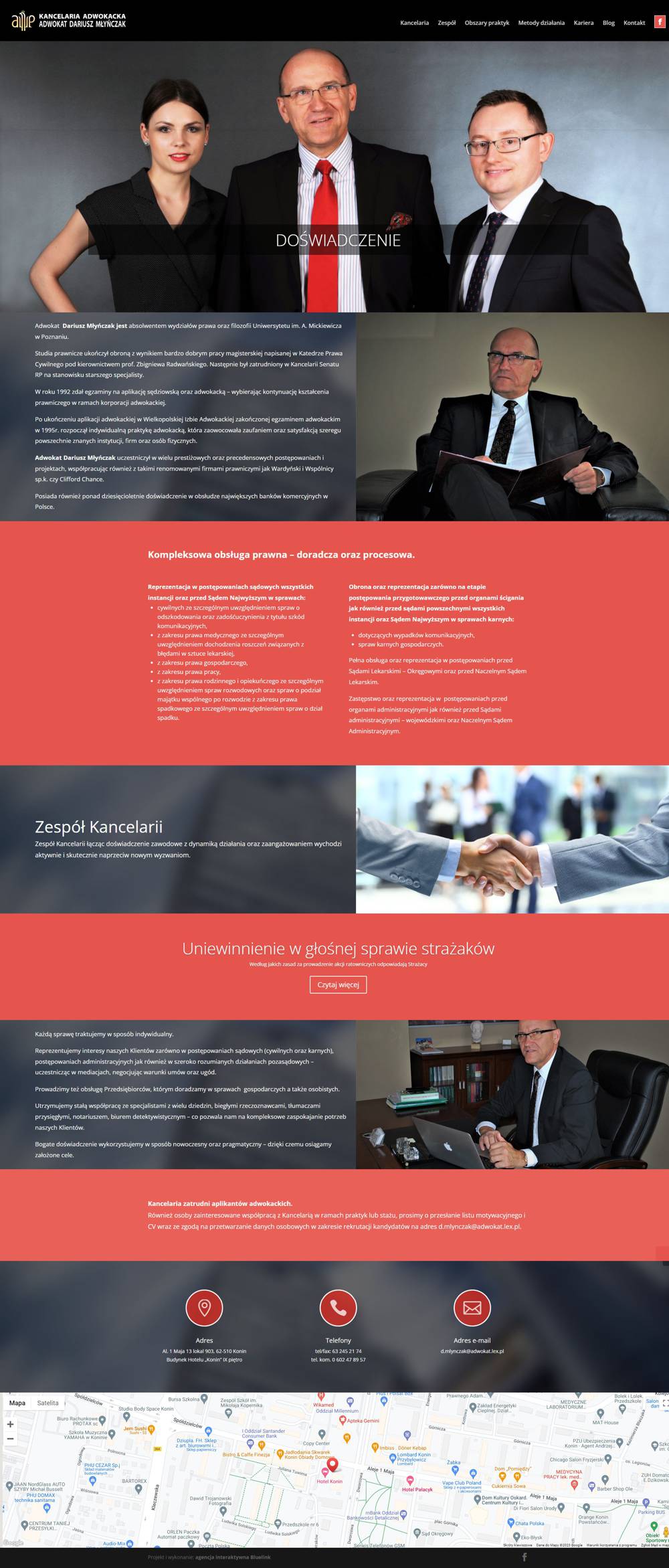 Zrzut ekranu strony w układzie one page adwokat-mlynczak.pl